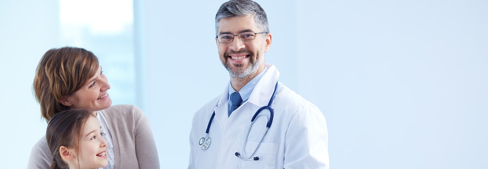 Happy Doctor Holding Clipboard With Patients