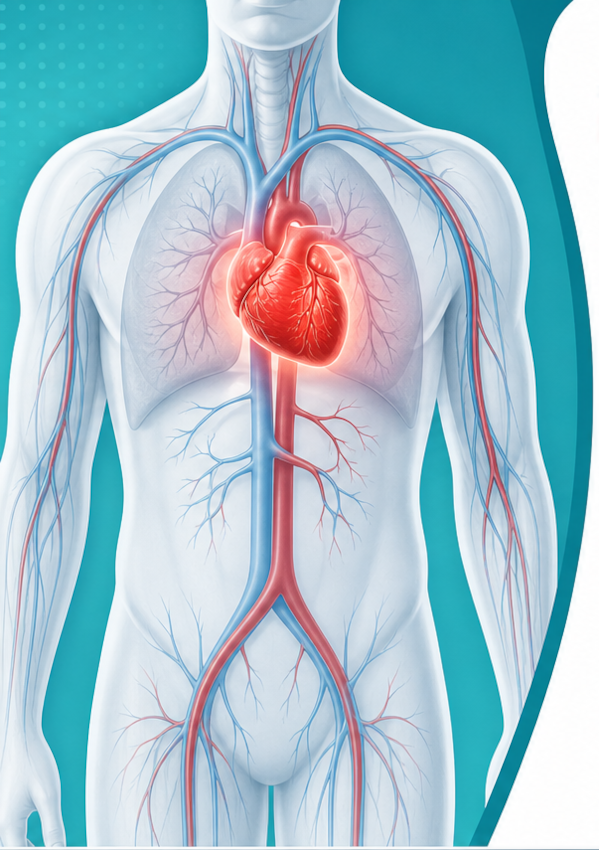 Anatomical illustration of the heart and circulatory system