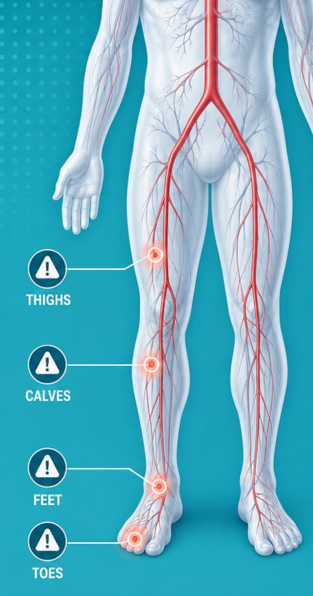 Illustration of lower extremity arteries
