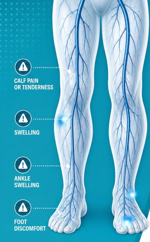 Illustration of lower extremity veins
