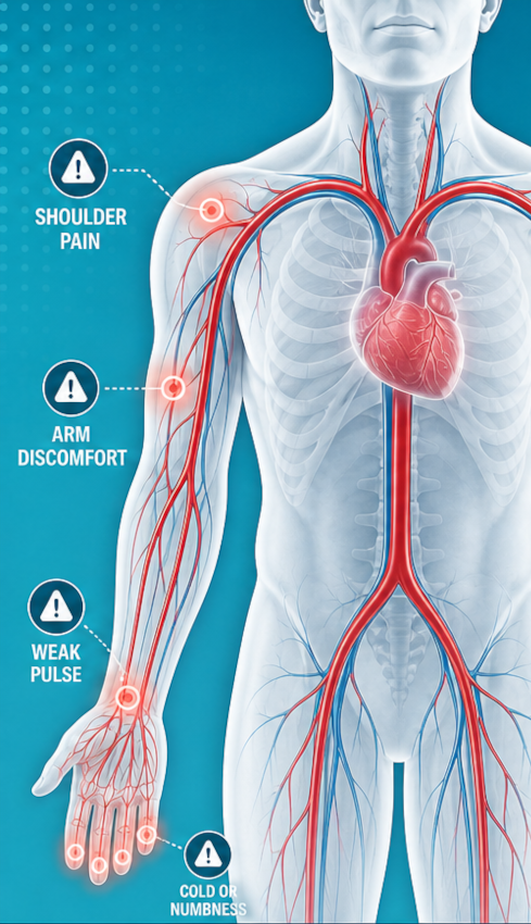 Illustration of upper extremity arteries